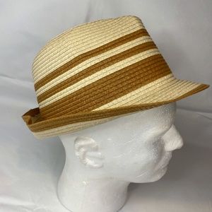 Bioworld Fedora Straw Hat 60's Style Line Pattern NWT